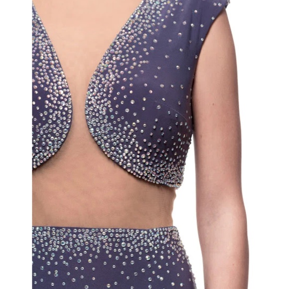 Beaded Winter Gala Cap Sleeve Evening Gown - Picture 4 of 4